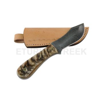 Wild Turkey Damascus collection 9" hunting knife with ram horn handle